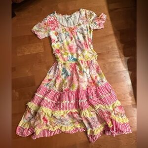 Floral Dress with Pink and Yellow Accents